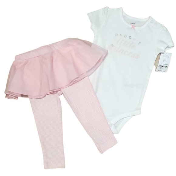 CARTER'S BABY OUTFIT TUTU PANTS BODYSUIT PINK Daddy's Little Princess 12 MO New - Picture 1 of 6